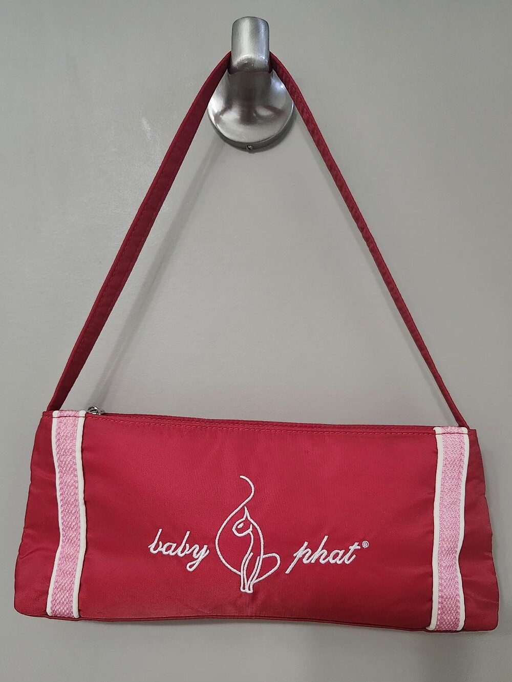 Vintage Baby Phat Red Nylon Baguette Bag .